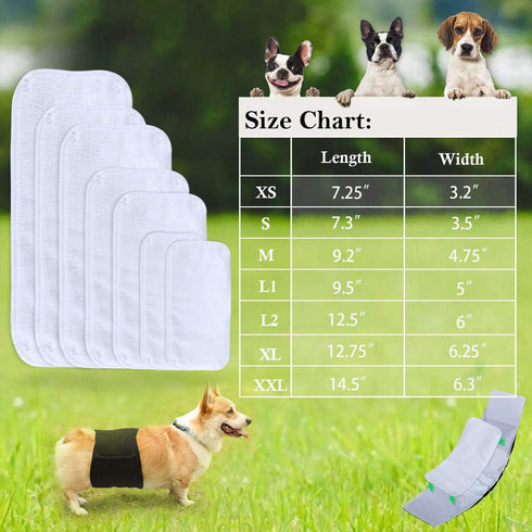 Teamoy Male Dog Diaper Pads, Reusable Dog Belly Band Liner Pads, Pack of 6, XS
