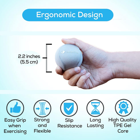 Serenilite Stress Balls for Adults, Squeeze Ball for Hand Therapy & Grip Strengthening, Physical Therapy Balls