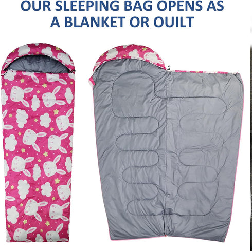 Kids Sleeping Bags, Compact Camping Sleeping Bags with Carry Bag for Hiking, Backpacking, Lightweight Waterproof for