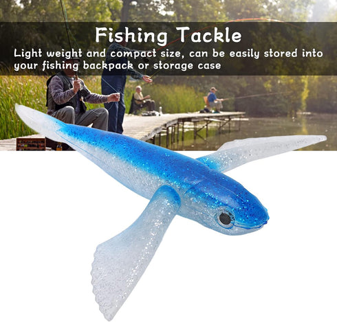 Fishing Lure, Soft Silicone Artificial Lure, Flying Fish Shape with Bright Colors, Ideal for Seawater Boat Fishing