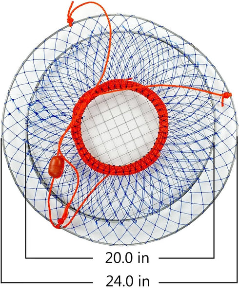 24 20 12 Palmyth Wire Grid Bottom Crab Nets Two Ring Crab Kit with Harness and Bait Clip X X