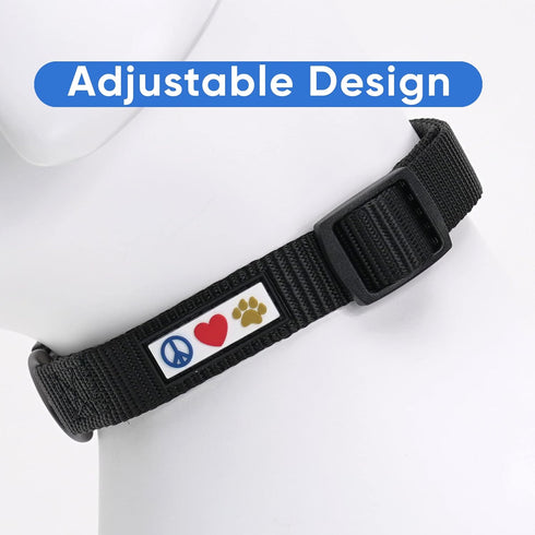 Pawtitas Adjustable Dog Collar for Extra Small Dogs, Heavy Duty Waterproof with Quick-release Buckle, Black