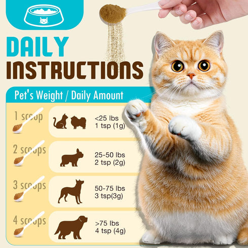 Ninsiec 11 Mushroom Supplement Powder for Dogs & Cats, Turkey Tail Mushroom for Pets, Lipoma for Cats, Organic Mushroom