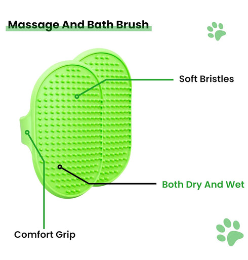 ELITE ETAIL Self Cleaning Pet Hair Brush with Comb and Bath Brush, Grooming Kit for Dogs and Cats, 7 in Long