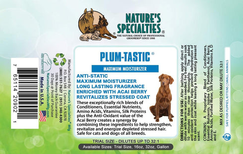 4 16 oz Nature's Specialties Plum-Tastic Ultra Concentrated Dog Conditioner for Pets, Makes up to Gallons, Natural