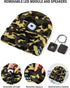 Wmcaps Bluetooth Beanie with Light, Unisex USB Rechargeable 4 LED Fashlight Hat with Cordless Headphones, Unique Gift
