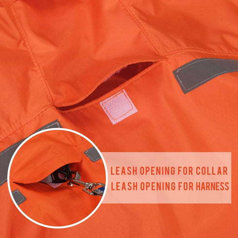 Dog Raincoat with Adjustable Belly Strap, Waterproof Slicker Hoodie with Reflective Strip for Medium Large Dogs -