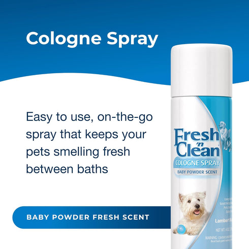 PetAg Fresh ’n Clean Cologne Spray - Baby Powder Scent - 6 oz, Pack of 2 - Controls Odor & Keeps Dogs Smelling Fresh