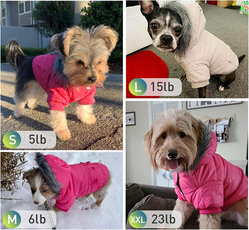 LESYPET Warm Dog Coats for Small Dogs, Waterproof Puffer Jacket, Extra Warm Winter Coat, Pink L