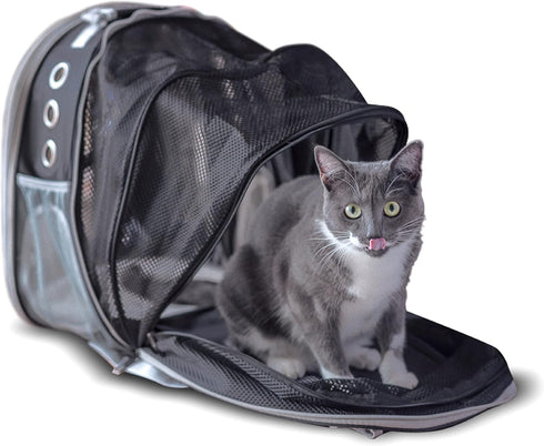 LaLuz2021 Cat Backpack Bubble Dog Carrier, Expandable Tent Double Bubble Capsule with Plush Mat & Leash Clip