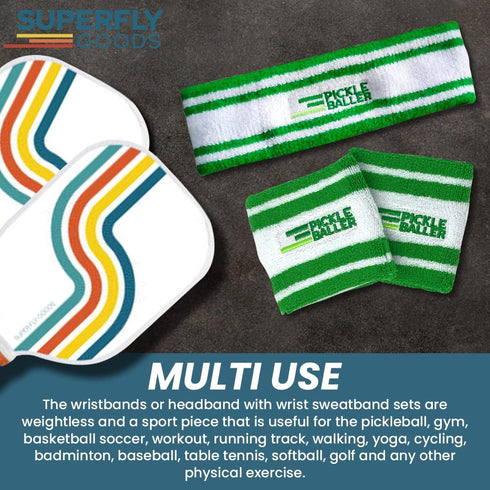 Sweatbands for Pickleball, Golf, and Tennis - Great Gift Set Including Wrist and Head Sweatbands