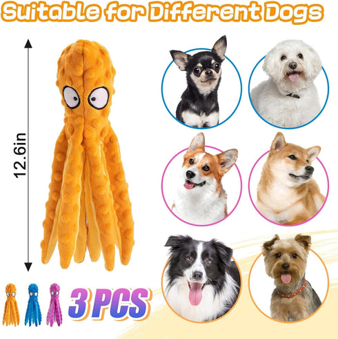 Alphatool Squeaky Dog Toys - 3pcs Soft Plush Chew Crinkle Puppy Toys for Teething Small Medium Pets Dogs