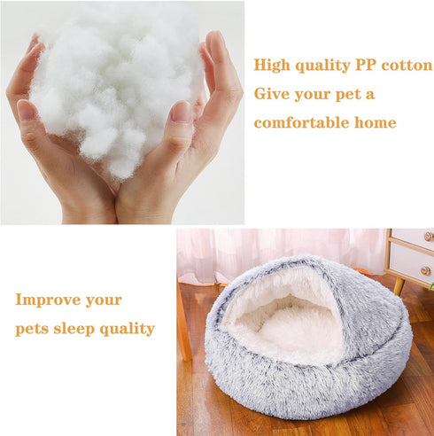 Small Dog Bed, Donut Cuddler Nest Warm Soft Plush Faux Fur Washable Dog Bed, Non-Slip Bottom for Medium Small Dogs,
