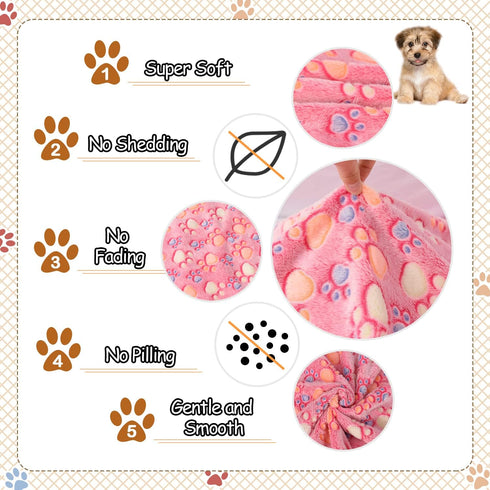 Upgraded Dog Blankets for Large Dogs, Washable 40" x 50", Soft Pet Mat Throw Cover for Kennel Crate Bed, Cute Paw