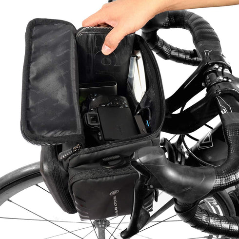 WILD MAN 4L Rainproof Bike Handlebar Storage Bag with Touch Screen for MTB Mountain Road Bike Scooters