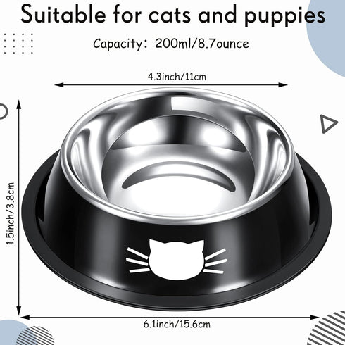 Hillban 10 Pack Cat Bowls Stainless Steel Cat Food and Water Bowls with Rubber Base Anti Slip Cat Food Bowl Small Pet Bowl Stackable Cat Feeding Bowls