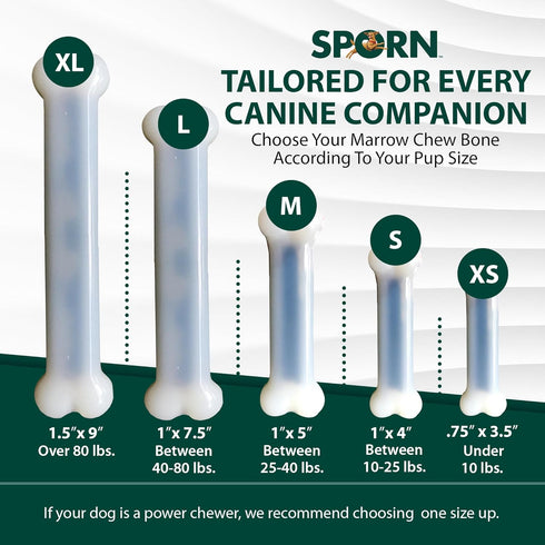 Sporn Durable Marrow Dog Chew Bones for Light Chewers, Jerky Flavor Nylon Toys for Extra Small Dogs, Gluten-Free &