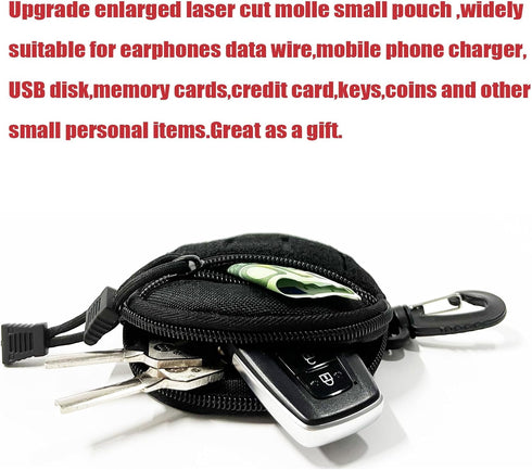 GZWER 1000D Headset Pack Laser Cut Molle Pouch EDC Pouch Tactical Round Zipper Bag Case Coin Pouches Coin Purse