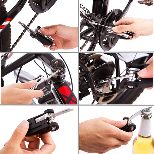 YBEKI NAMUCUO Bike Repair Tool Kits - 19 in 1 Bicycle Tool Set with Saddle Bag and Multi-tool Chain Tool (Black)