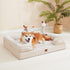 EHEYCIGA Orthopedic Dog Bed for Medium Dogs, Waterproof Memory Foam Couch Bed with Washable Removable Cover, Beige