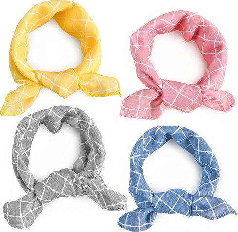 4PCS Spring Dog Bandanas, Cute Soft Cotton Puppy Scarfs, Washable Daily Handkerchiefs, Adjustable Gifts for Small