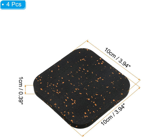 PATIKIL Treadmill Mat, 4 Pcs Exercise Equipment Mat Noise Reduction for Floor Protection, Washing Machine Pads, Anti Vibration Rubber Mats for Bike, Black/Orange