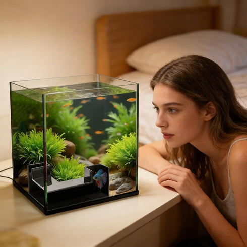 Generic Fish Tank Tunnel - L-Shaped Aesthetic Corner - Shrimp Cave Fish Tank Decorations | for Betta Corydora Catfish
