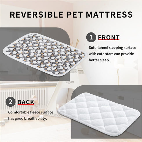 Dog Crate Mats, Soft Reversible Dog Bed Mat, 24x16 Inch, Machine Washable Short Plush Pet Mat for Small Dogs