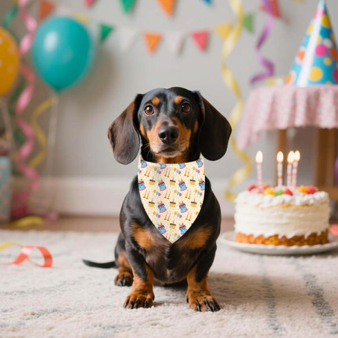 Adjustable Birthday Dog Bandanas - Double-Sided Triangle Scarves for Pets