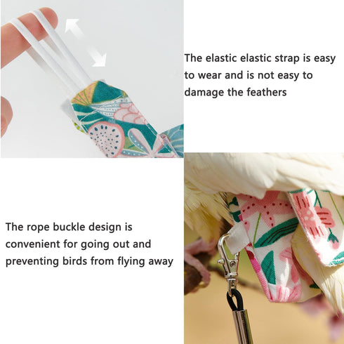 UtySty 2 Pack Bird Diaper Parrot Nappy Bird Flight Suits Harness Cockatiel Diaper Small Birds Clothes for Parakeet