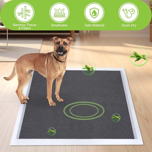 Disposable Dog Pee Pads: 13" x 18" Odor-Control Bamboo Charcoal Fiber, Super Absorbent, 50 Counts