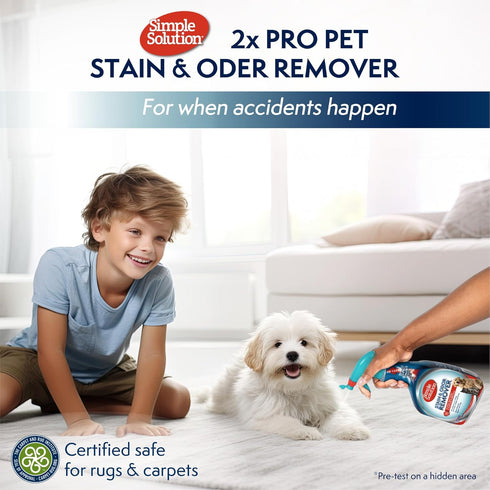 32 oz (Pack 2) Simple Solution Stain and Odor Eliminator Spray, Enzyme Carpet Cleaner for Dogs and Cats, Pet Stain