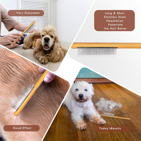 Large Dog Brush, Long Pin Slicker Brush for Medium or Long Haired Dogs, Best Grooming Tool for Small Animals, Free Pet