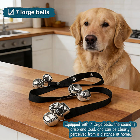 7 31-33 Inches Dog Doorbell for Potty Training, Adjustable Length with Extra Loud Bells, Black Nylon Strap with Metal