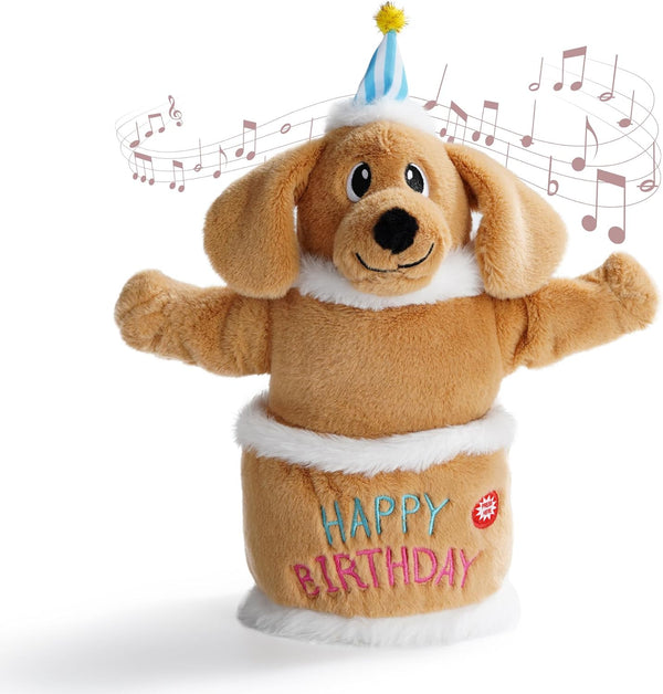 Fuzzwoof Singing Dancing Dog Toy, Interactive Birthday Cake Plush Toy for Small