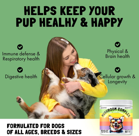 Immune Inflammation (120pcs) Mushroom Complex Treats for Dogs with Reishi, Shiitake, and Turkey Tail Mushrooms