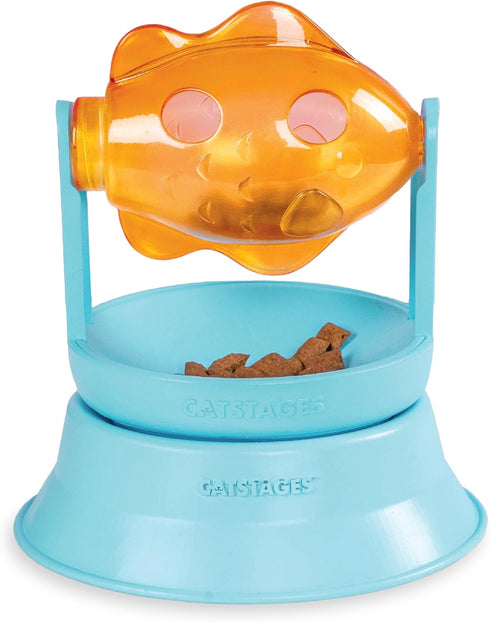 Catstages 2-in-1 Spinning Fish Treat Dispenser Cat Toy, Interactive Puzzle Feeder &