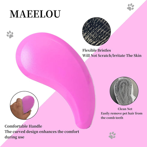 Grooming Cat Brush - Essential Tool for Shedding Long-Haired Cats (Pink)