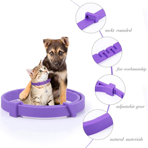 4 Pieces Adjustable Cat Calming Collars with 4 Bells, Reducing Anxiety for Small, Medium, and Large Cats (15 Inches)