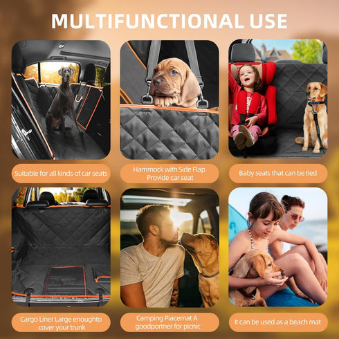 Mlivrom Scratchproof Dog Car Seat Cover For Back Seat, Waterproof Back Seat Pet Cover For Dogs With Mesh Window,Storage