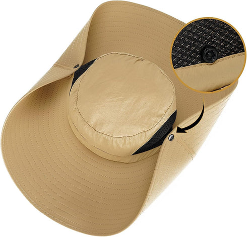 Leotruny Women Super Wide Brim Sun Hat - UPF50+ Waterproof Bucket Hat for Fishing, Hiking, Camping