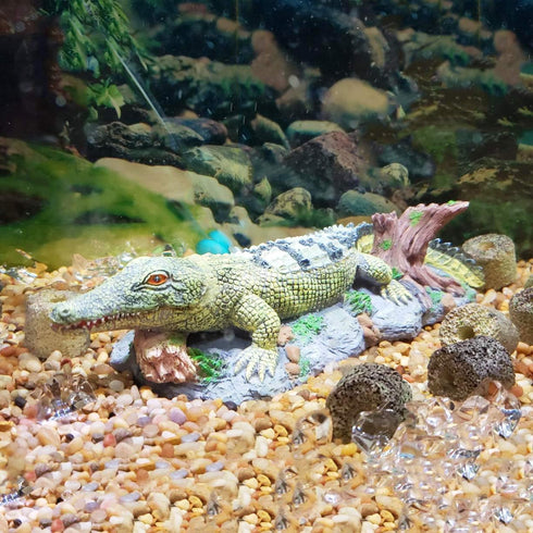 Aquarium Alligator Air Bubbler Decorations - Crocodile Ornament for Aerating Action, Oxygen Bubble Resin Crafts