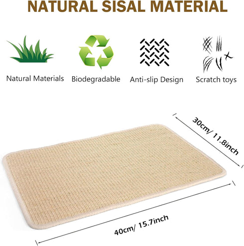 2PCS 16x12 KABASI Rabbit Scratcher Mat, Natural Bunny Chew Toys Scratching Pad for Nails Teeth Care, Small Animal Cage