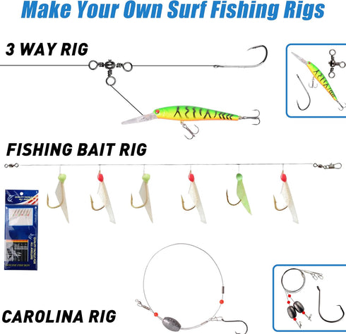 Saltwater Fishing Gear - 180pcs Surf Fishing Tackle Kit with Various Accessories