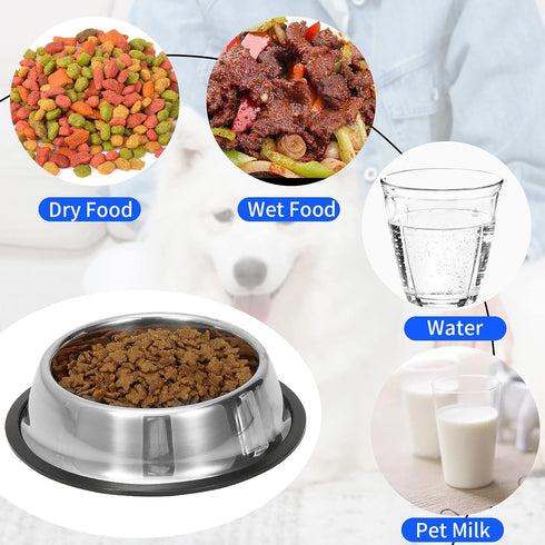 2 Pack Stainless Steel Dog Bowls with Rubber Bottom, Non-Skid Heavy Duty Feeder Bowls for Dogs, Cats (3.5 Cup / 28oz)