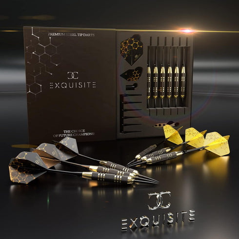 Premium Steel Tip Darts Set, Professional Darts, Brass Barrels, Metal Tip Darts, Extra Flights, (12) Aluminum Shafts