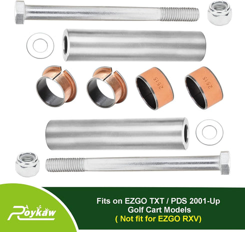 Roykaw Kingpin Spindle Bushing Kit for EZGO TXT/PDS Golf Cart Models, Replaces OEM # 70648-G01