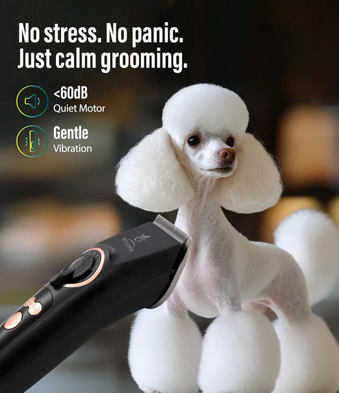 12H 440C 3-Speed Professional Dog Grooming Clippers with Runtime & Replaceable Blade, Low Noise Electric Dog Shaver