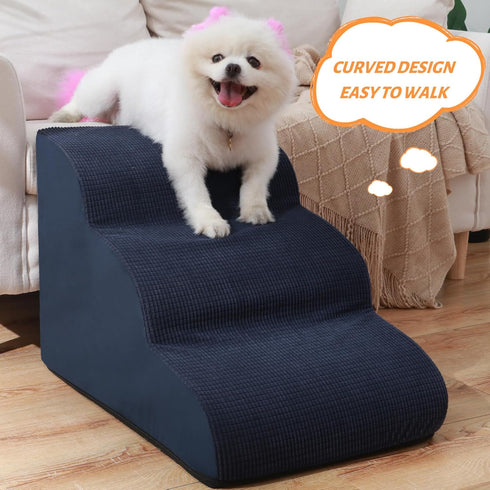 Dog Stairs and Steps for Beds Or Couches, 3-Step Pet Stairs for Small Dogs and Cats, Soft Non-Slip Ramp for Older Dogs