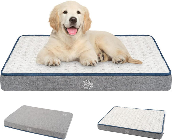 EMPSIGN Reversible Dog Bed for Crate Pad, Washable and Removable Cover for Large Medium Small Dogs, Grey